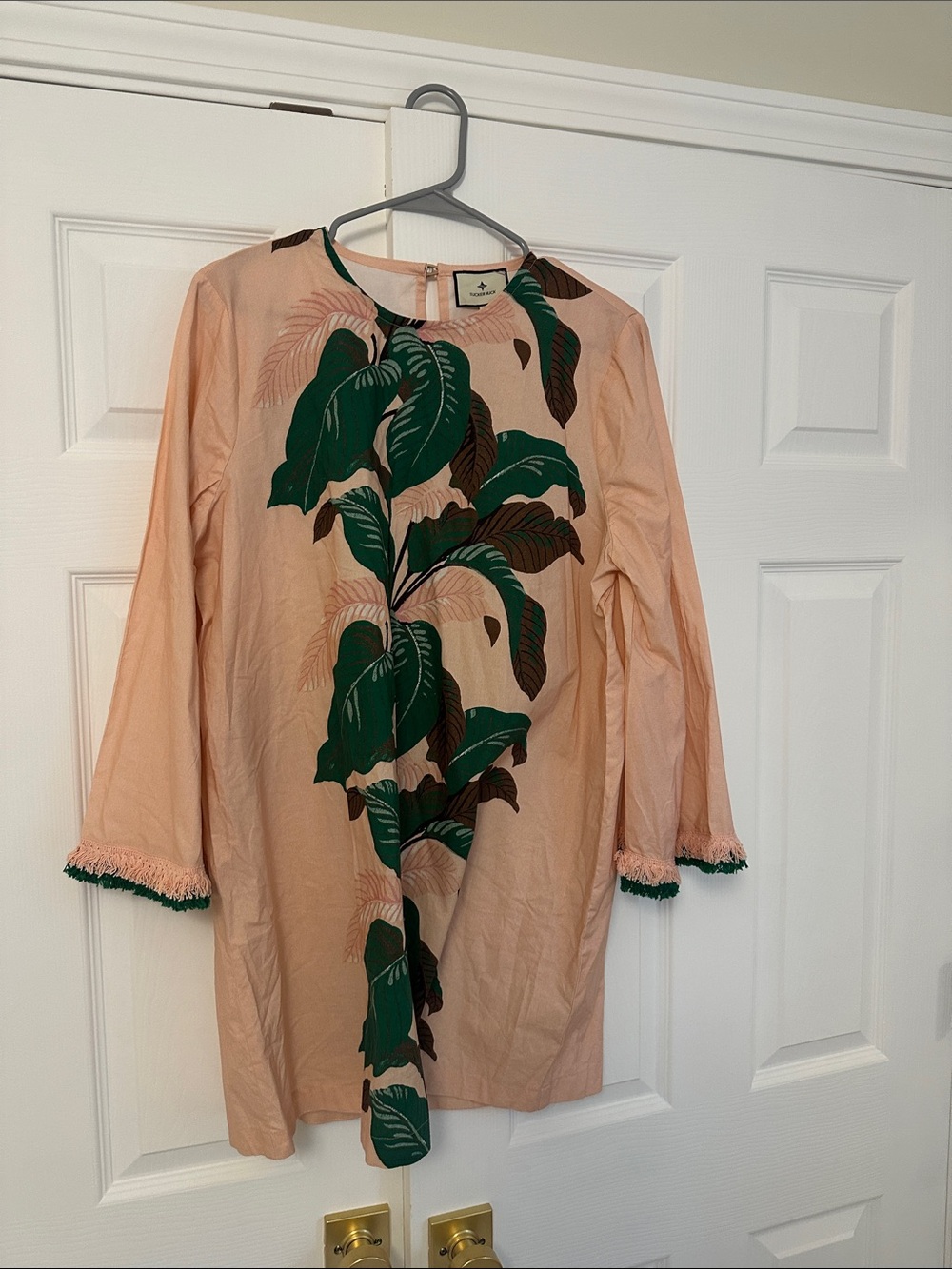 Tuckernuck Peach Tunic with Green Botanical Print